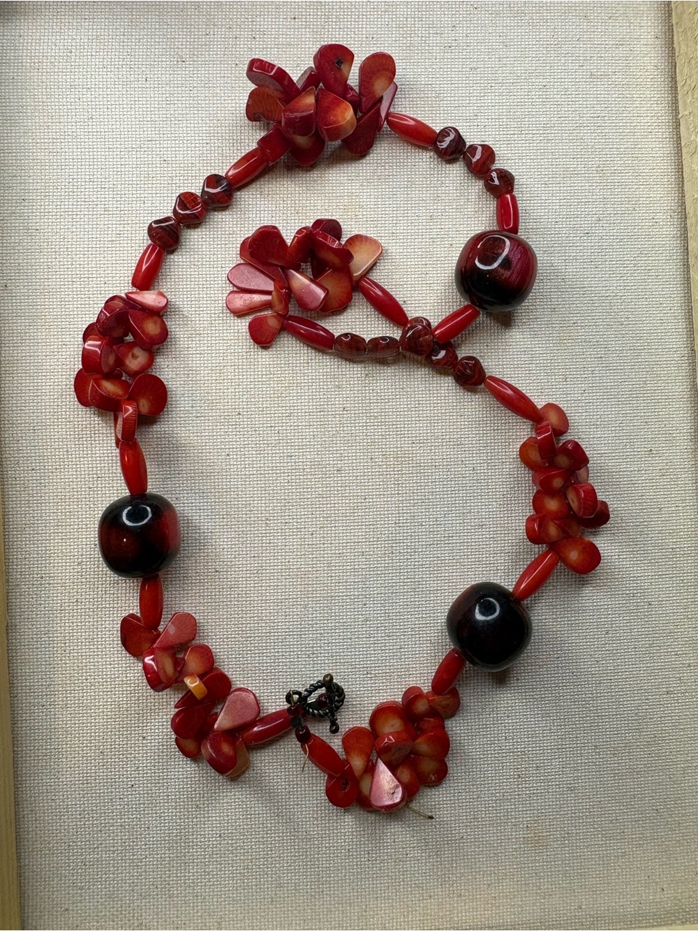 Vibrant Red Floral Bead Necklace - Women Jewelry